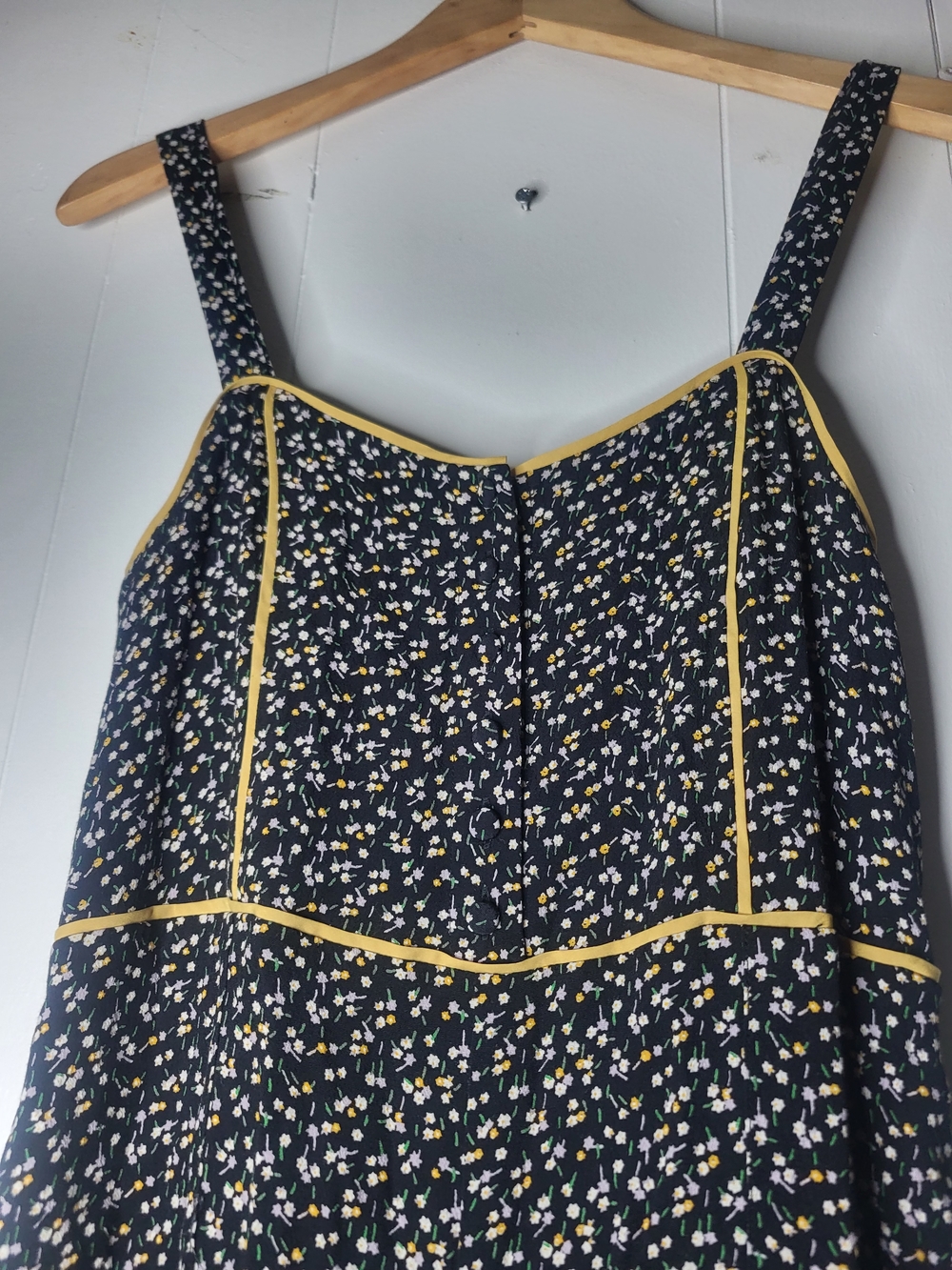 Madewell Black Floral Wide-Leg Jumpsuit with Cream Trim - Picture 6 of 12